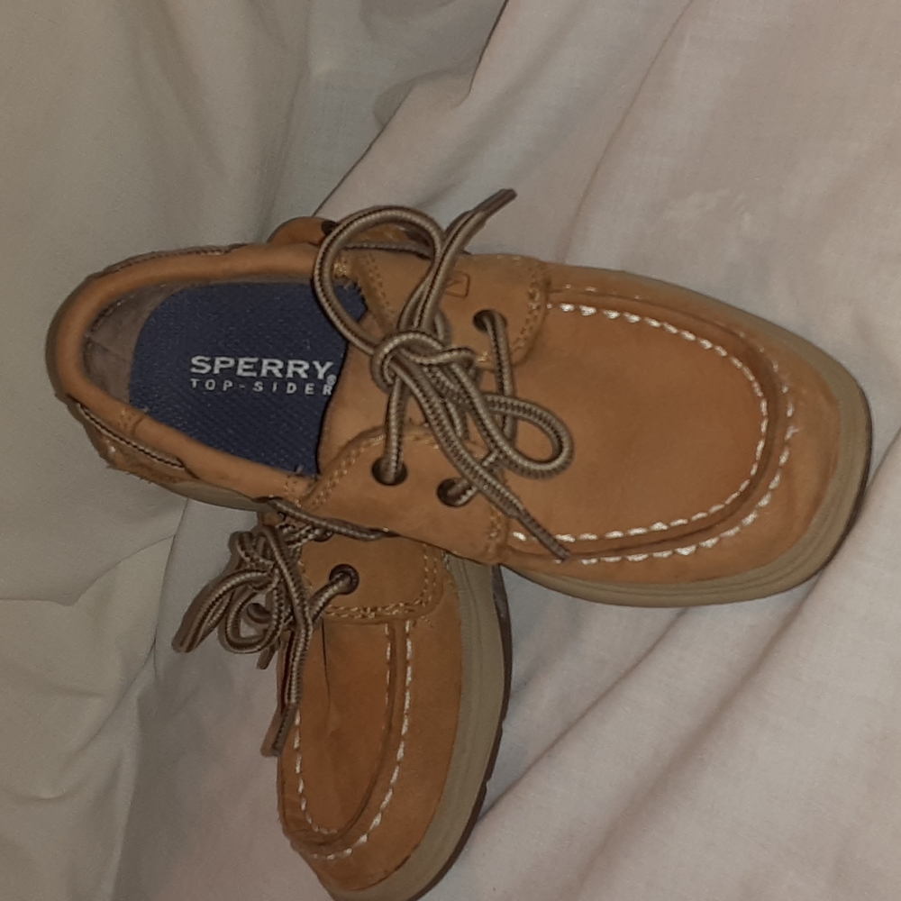 SPERRY Top-Siders Two tone tan, leather and canvas
